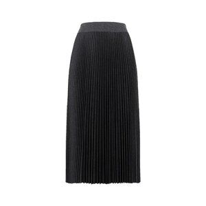 Theory Women's Size Medium Black Pleated Flannel Midi Skirt A-Line Knit $630 NWT